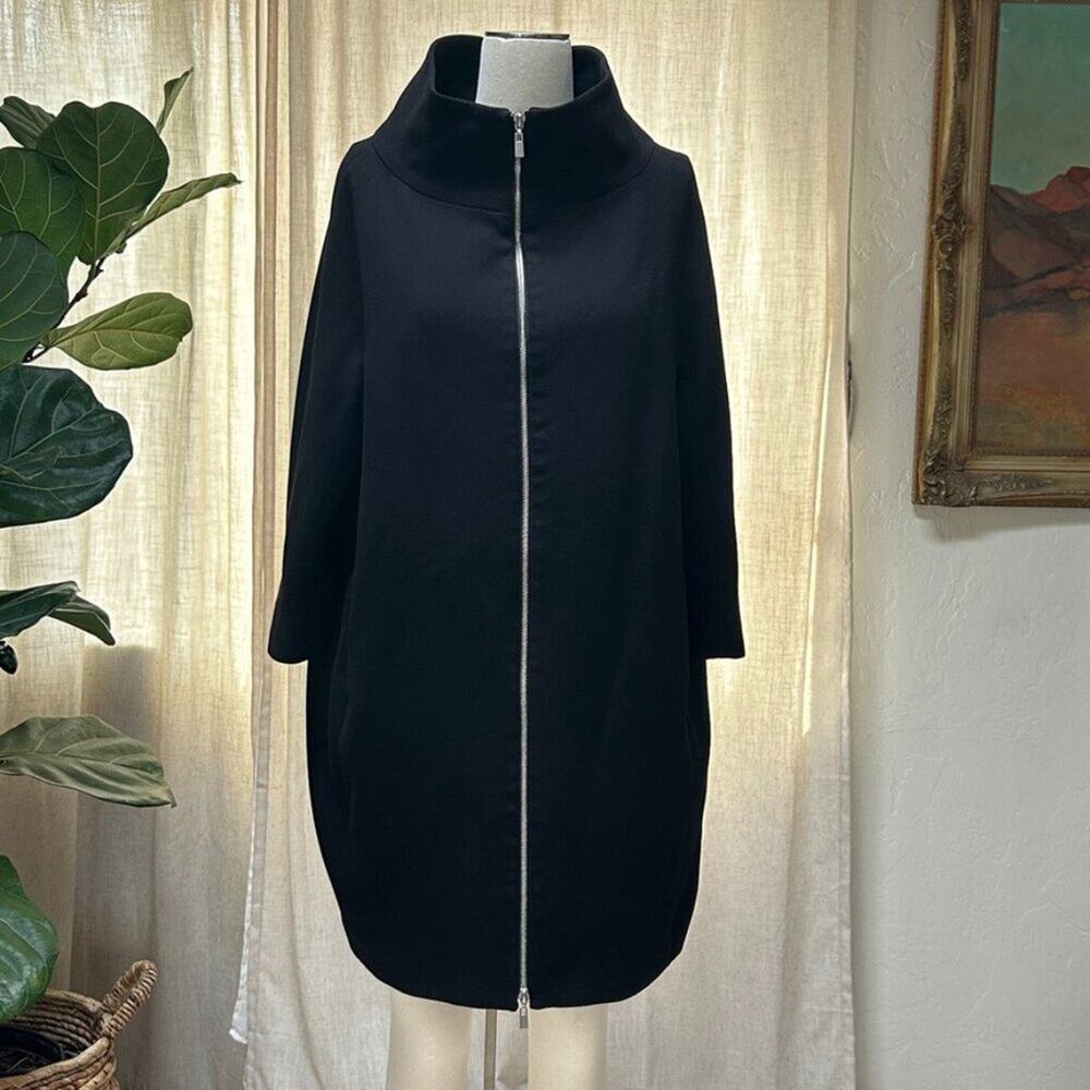 Lightweight Cocoon Layer Coat Minimalist Oversized Euro Summer Coastal Black M